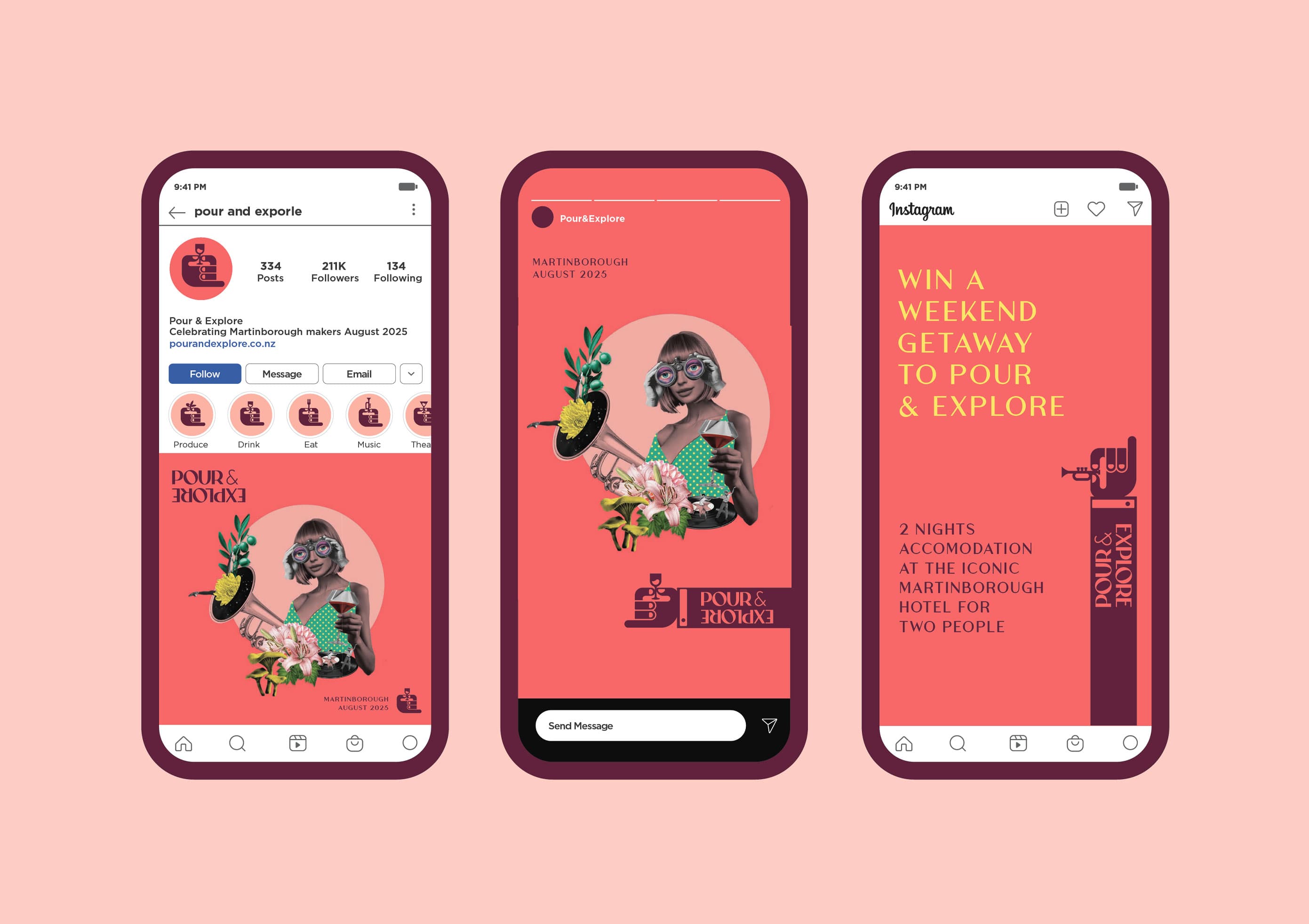 Pour & Explore Socials Design